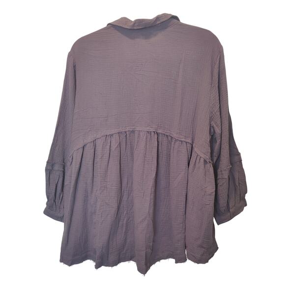 NWT Cato Women's Plus Sz 22/24W Purple Gauzy Button Down Shirt Cotton - Picture 5 of 7